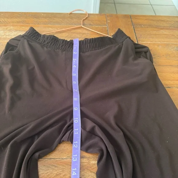 Susan Graver Dark Brown Pants with gold ankle zippers - Picture 6 of 9